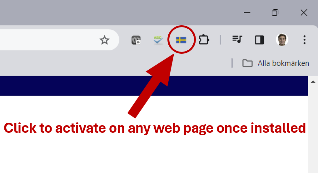 Click extension icon to invoke on any web page